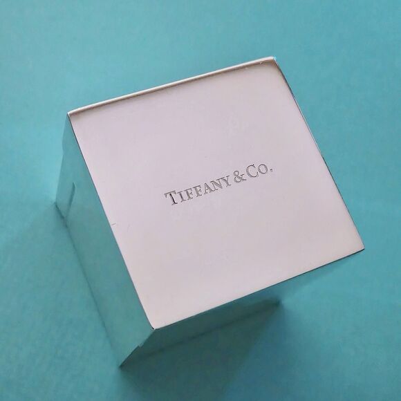 RARE Tiffany and Co.  Enamel Lid Interior Sterling Silver Square Keepsake Box - Picture 4 of 11
